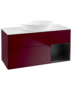 Villeroy und Boch Finion Waschtischunterschrank GA71PDHB 120cm, Abdeckplatte white matt, Emotion, Regale Black matt lacquer, Peony Matt