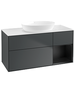 Villeroy und Boch Finion Villeroy und Boch GA71PDHG 120cm, plaque de recouvrement blanc mat, Emotion, étagères laqué noir mat, Midnight Blue Matt Lacquer