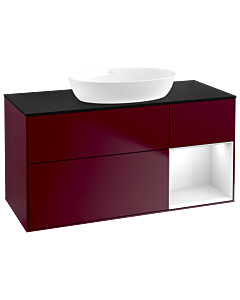 Villeroy und Boch Finion Villeroy und Boch Finion GA72GFHB 120cm, cover plate black matt, Emotion, shelves Glossy white lacquer, Peony Matt