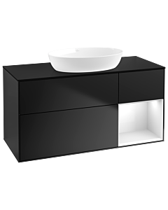 Villeroy und Boch Finion Villeroy und Boch Finion GA72GFPD 120cm, cover plate black matt, Emotion, shelves Glossy white lacquer, Black matt lacquer