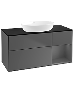Villeroy und Boch Finion Waschtischunterschrank GA72GKGK 120cm, Abdeckplatte black matt, Emotion, Regale Anthracite matt lacquer, Anthracite matt