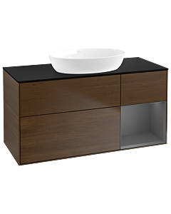 Villeroy und Boch Finion Villeroy und Boch Finion GA72GKGN 120cm, cover plate black matt, Emotion, shelves anthracite matt lacquer, walnut veneer