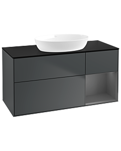 Villeroy und Boch Finion Villeroy und Boch GA72GKHG 120cm, plaque de recouvrement noir mat, Emotion, étagères Laque anthracite mat, Midnight Blue Matt Lacquer