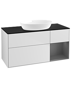 Villeroy und Boch Finion Villeroy und Boch Finion GA72GKMT 120cm, cover plate black matt, Emotion, shelves anthracite matt lacquer, white matt lacquer