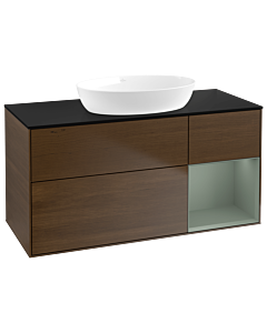 Villeroy und Boch Finion Villeroy und Boch Finion GA72GMGN 120cm, cover plate black matt, Emotion, shelves olive matt lacquer, walnut veneer