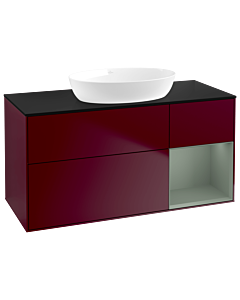 Villeroy und Boch Finion Villeroy und Boch Finion GA72GMHB 120cm, cover plate black matt, Emotion, shelves olive matt lacquer, Peony Matt