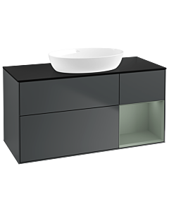 Villeroy und Boch Finion Waschtischunterschrank GA72GMHG 120cm, Abdeckplatte black matt, Emotion, Regale Olive matt lacquer, Midnight Blue Matt Lacquer