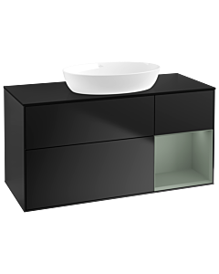 Villeroy und Boch Finion Villeroy und Boch Finion GA72GMPD 120cm, cover plate black matt, Emotion, shelves olive matt lacquer, black matt lacquer