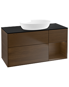 Villeroy und Boch Finion GA72GNGN 120cm, plaque de recouvrement noir mat, emotion, étagères Walnut Veneer , placage Walnut Veneer