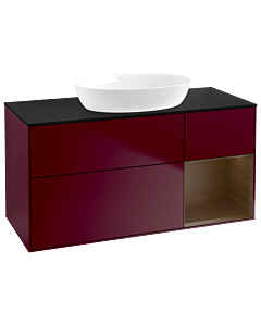 Villeroy und Boch Finion Villeroy und Boch GA72GNHB 120cm, plaque de recouvrement noir mat, emotion, étagères Walnut Veneer , Peony Matt