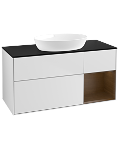 Villeroy und Boch Finion Villeroy und Boch Finion GA72GNMT 120cm, cover plate black matt, Emotion, shelves Walnut Veneer , white matt lacquer