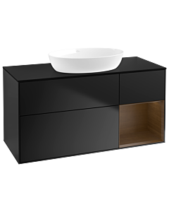 Villeroy und Boch Finion Villeroy und Boch Finion GA72GNPD 120cm, cover plate black matt, Emotion, shelves Walnut Veneer , black matt lacquer