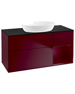 Villeroy und Boch Finion Waschtischunterschrank GA72HBHB 120cm, Abdeckplatte black matt, Emotion, Regale Peony matt lacquer, Peony Matt