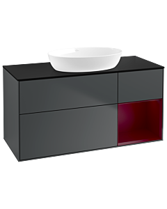 Villeroy und Boch Finion Waschtischunterschrank GA72HBHG 120cm, Abdeckplatte black matt, Emotion, Regale Peony matt lacquer, Midnight Blue Matt Lacquer