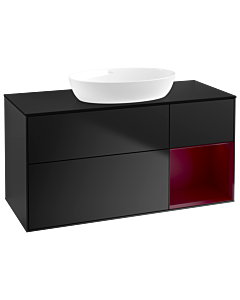 Villeroy und Boch Finion Waschtischunterschrank GA72HBPD 120cm, Abdeckplatte black matt, Emotion, Regale Peony matt lacquer, Black matt lacquer