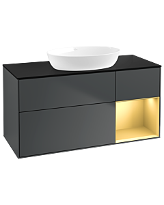 Villeroy und Boch Finion Waschtischunterschrank GA72HFHG 120cm, Abdeckplatte black matt, Emotion, Regale Gold matt lacquer, Midnight Blue Matt Lacquer