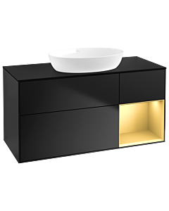 Villeroy und Boch Finion Villeroy und Boch Finion GA72HFPD 120cm, cover plate black matt, Emotion, shelves gold matt lacquer, black matt lacquer