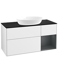 Villeroy und Boch Finion Villeroy und Boch Finion GA72HGGF 120cm, cover plate black matt, Emotion, shelves Midnight matt lacquer, Glossy white lacquer