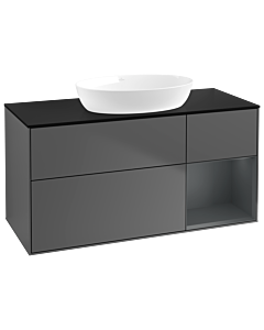 Villeroy und Boch Finion Waschtischunterschrank GA72HGGK 120cm, Abdeckplatte black matt, Emotion, Regale Midnight matt lacquer, Anthracite matt