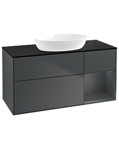 Villeroy und Boch Finion Villeroy und Boch GA72HGHG 120cm, plaque de recouvrement noir mat, Emotion, étagères Midnight laqué mat, Midnight Blue Matt Lacquer