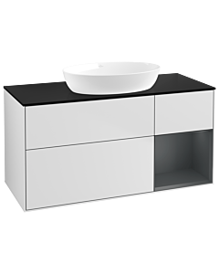 Villeroy und Boch Finion Villeroy und Boch Finion GA72HGMT 120cm, cover plate black matt, Emotion, shelves midnight matt lacquer, white matt lacquer