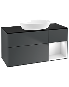 Villeroy und Boch Finion Villeroy und Boch GA72MTHG 120cm, plaque de recouvrement noire mate, Emotion, étagères Blue Matt Lacquer blanc mat, Midnight Blue Matt Lacquer