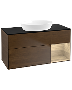 Villeroy und Boch Finion GA72PCGN 120cm, plaque de recouvrement noir mat, emotion, étagères Oak Veneer , placage Oak Veneer