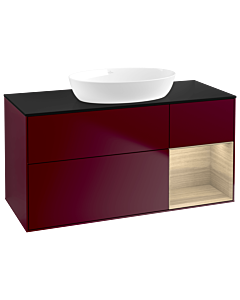 Villeroy und Boch Finion Villeroy und Boch GA72PCHB 120cm, plaque de recouvrement noir mat, emotion, étagères Oak Veneer , Peony Matt