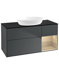 Villeroy und Boch Finion Waschtischunterschrank GA72PCHG 120cm, Abdeckplatte black matt, Emotion, Regale Oak Veneer, Midnight Blue Matt Lacquer