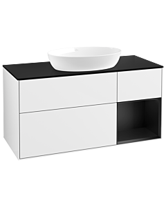 Villeroy und Boch Finion Waschtischunterschrank GA72PDGF 120cm, Abdeckplatte black matt, Emotion, Regale Black matt lacquer, Glossy white lacquer
