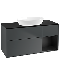 Villeroy und Boch Finion Villeroy und Boch GA72PDHG 120cm, plaque de recouvrement noire mate, Emotion, étagères Blue Matt Lacquer noir mat, Midnight Blue Matt Lacquer