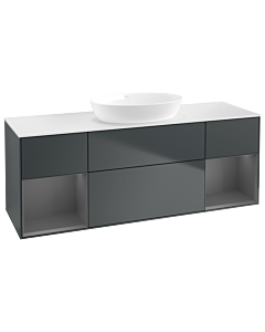 Villeroy und Boch Finion Villeroy und Boch GD01GKHG 120cm, plaque de recouvrement blanc mat, Emotion, étagères Laque anthracite mat, Midnight Blue Matt Lacquer