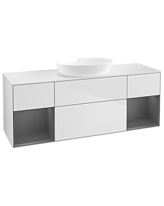 Villeroy und Boch Finion Waschtischunterschrank GD01GKMT 120cm, Abdeckplatte white matt, Emotion, Regale Anthracite matt lacquer, White matt lacquer