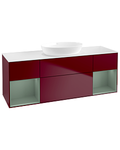 Villeroy und Boch Finion Villeroy und Boch GD01GMHB 120cm, plaque de recouvrement blanc mat, Emotion, étagères laqué olive mat, Peony Matt