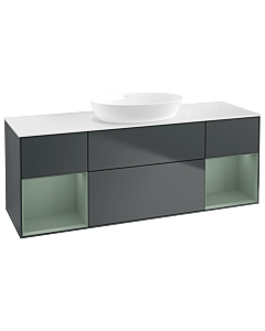 Villeroy und Boch Finion Waschtischunterschrank GD01GMHG 120cm, Abdeckplatte white matt, Emotion, Regale Olive matt lacquer, Midnight Blue Matt Lacquer