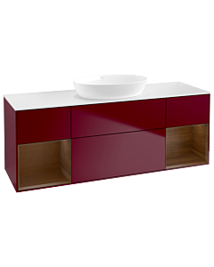 Villeroy und Boch Finion Villeroy und Boch GD01GNHB 120cm, plaque de recouvrement blanc mat, emotion, étagères Walnut Veneer , Peony Matt