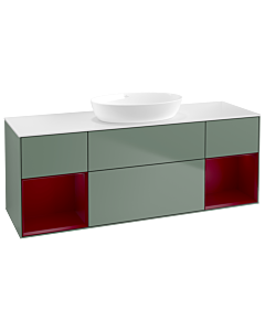 Villeroy und Boch Finion Villeroy und Boch Finion GD01HBGM 120cm, cover plate white matt, Emotion, shelves Peony matt lacquer, Olive Matt Lacquer