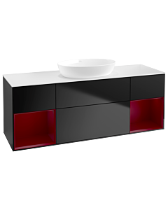 Villeroy und Boch Finion Villeroy und Boch Finion GD01HBPD 120cm, cover plate white matt, Emotion, shelves Peony matt lacquer, black matt lacquer
