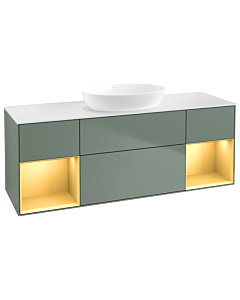 Villeroy und Boch Finion Villeroy und Boch Finion GD01HFGM 120cm, cover plate white matt, Emotion, shelves gold matt lacquer, Olive Matt Lacquer