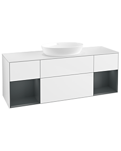 Villeroy und Boch Finion Waschtischunterschrank GD01HGGF 120cm, Abdeckplatte white matt, Emotion, Regale Midnight matt lacquer, Glossy white lacquer