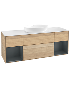 Villeroy und Boch Finion Waschtischunterschrank GD01HGPC 120cm, Abdeckplatte white matt, Emotion, Regale Midnight matt lacquer, Oak Veneer