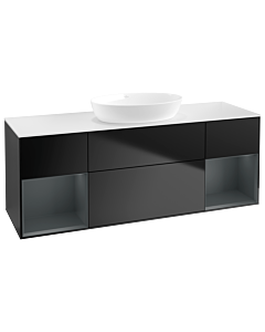 Villeroy und Boch Finion Waschtischunterschrank GD01HGPD 120cm, Abdeckplatte white matt, Emotion, Regale Midnight matt lacquer, Black matt lacquer