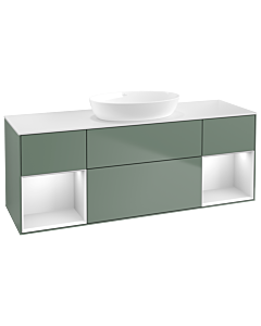 Villeroy und Boch Finion Waschtischunterschrank GD01MTGM 120cm, Abdeckplatte white matt, Emotion, Regale White matt lacquer, Olive Matt Lacquer