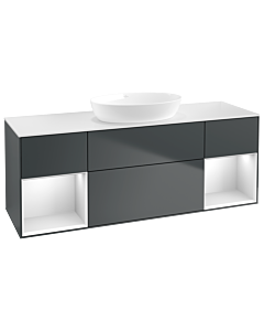Villeroy und Boch Finion Waschtischunterschrank GD01MTHG 120cm, Abdeckplatte white matt, Emotion, Regale White matt lacquer, Midnight Blue Matt Lacquer