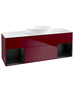 Villeroy und Boch Finion Waschtischunterschrank GD01PDHB 120cm, Abdeckplatte white matt, Emotion, Regale Black matt lacquer, Peony Matt