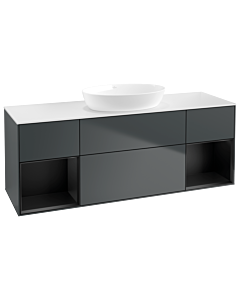 Villeroy und Boch Finion Waschtischunterschrank GD01PDHG 120cm, Abdeckplatte white matt, Emotion, Regale Black matt lacquer, Midnight Blue Matt Lacquer