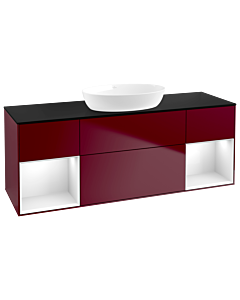 Villeroy und Boch Finion Villeroy und Boch Finion GD02GFHB 120cm, cover plate black matt, Emotion, shelves Glossy white lacquer, Peony Matt