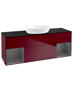 Villeroy und Boch Finion Waschtischunterschrank GD02GKHB 120cm, Abdeckplatte black matt, Emotion, Regale Anthracite matt lacquer, Peony Matt