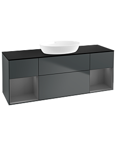 Villeroy und Boch Finion Villeroy und Boch GD02GKHG 120cm, plaque de recouvrement noire mate, Emotion, étagères Blue Matt Lacquer anthracite mat, Midnight Blue Matt Lacquer