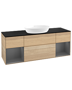 Villeroy und Boch Finion Waschtischunterschrank GD02GKPC 120cm, Abdeckplatte black matt, Emotion, Regale Anthracite matt lacquer, Oak Veneer